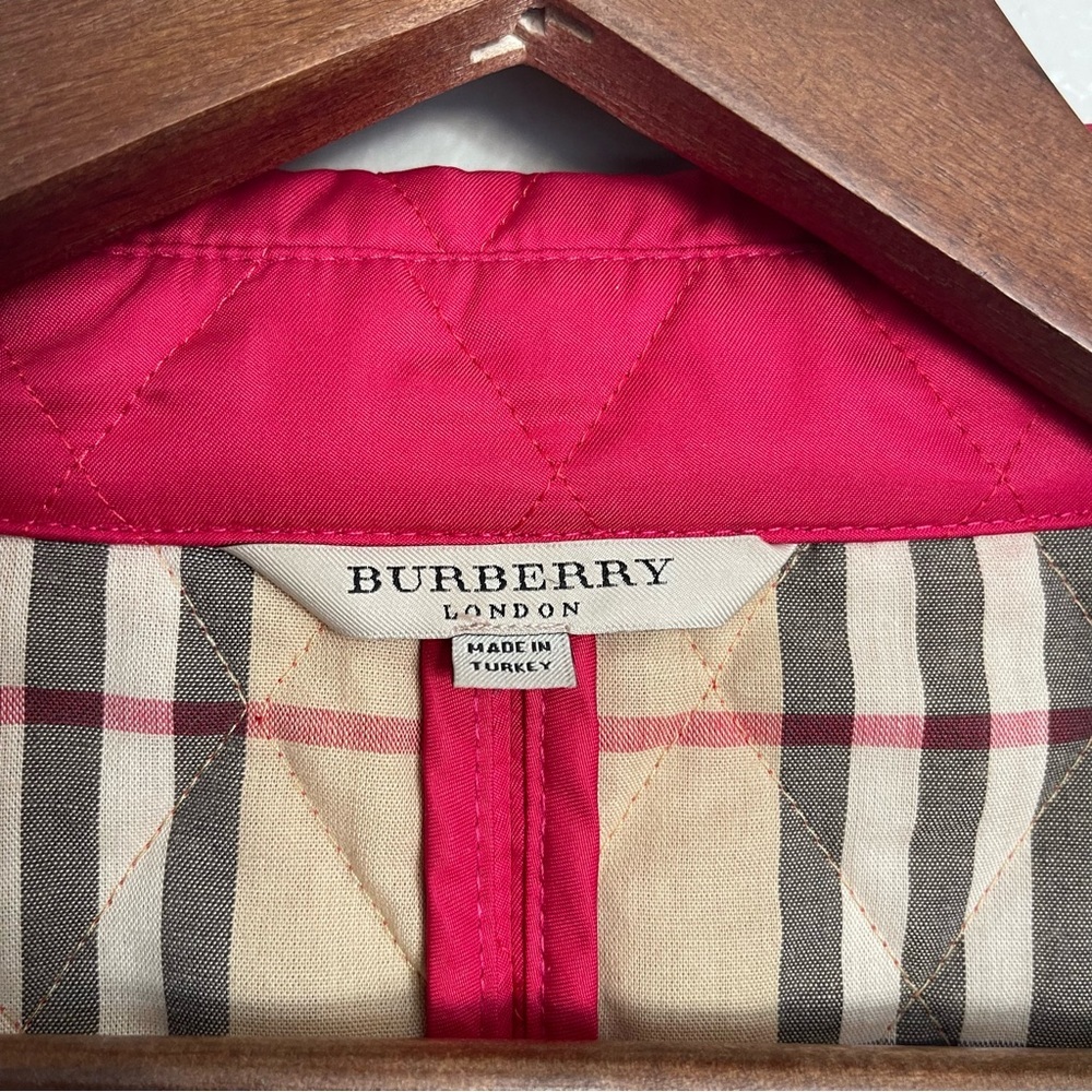 Burberry London Barn Coat Pink Diamond Quilted Nova Check Snap Authenticated M - Picture 9 of 16